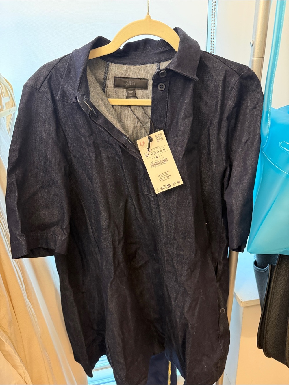 Zara Denim Short-Sleeve Shirt dress